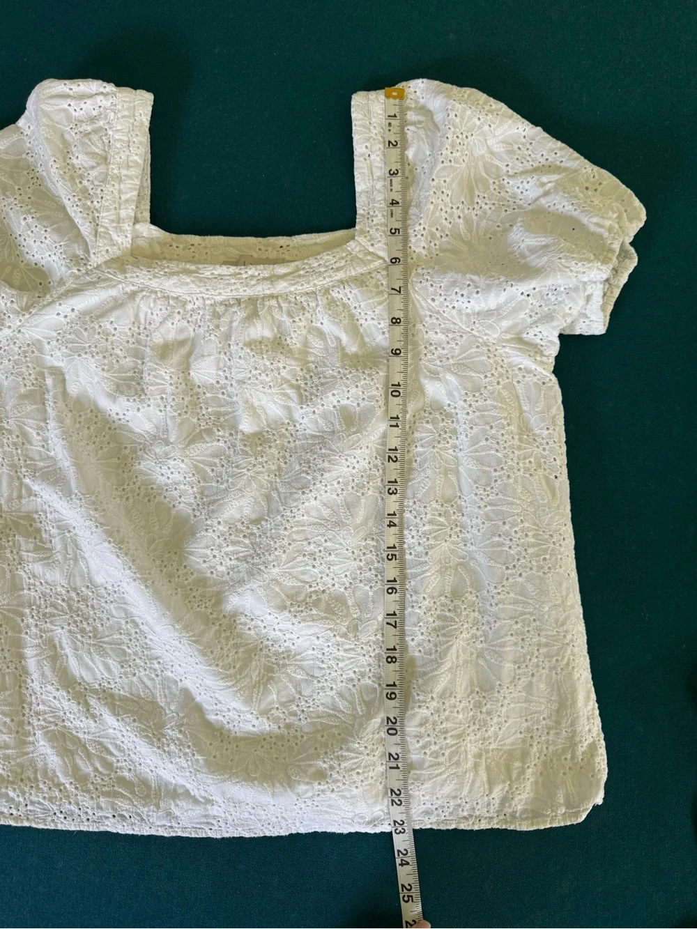 LOFT White Eyelet Square Neck Puff Sleeve Blouse Size Large Cottagecore Feminine